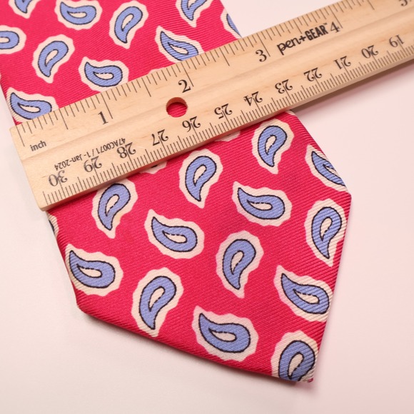 Ben Silver Silk Necktie Paisley Print Business Casual Breuer Tie - Minor Flaws - Picture 9 of 10